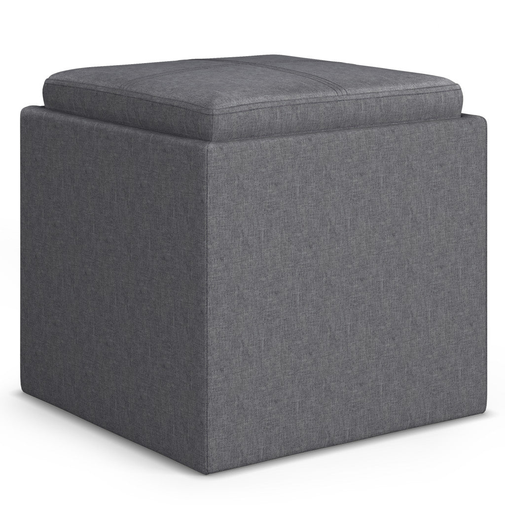 17" Slate Gray Upholstery Storage Ottoman