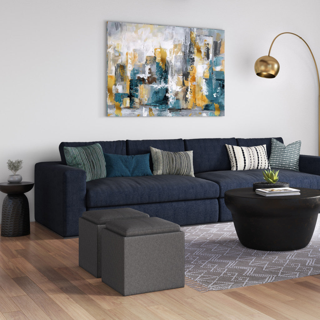 17" Slate Gray Upholstery Storage Ottoman