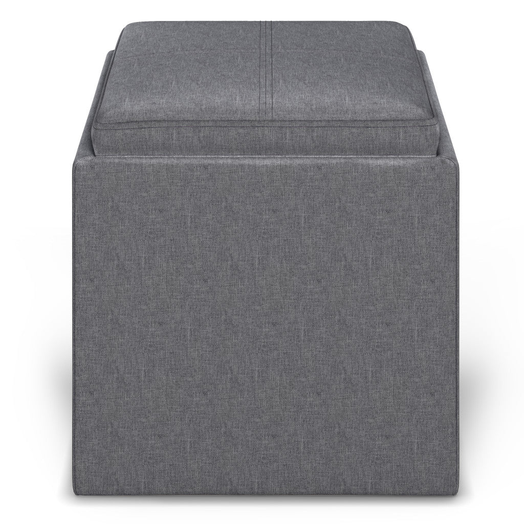17" Slate Gray Upholstery Storage Ottoman