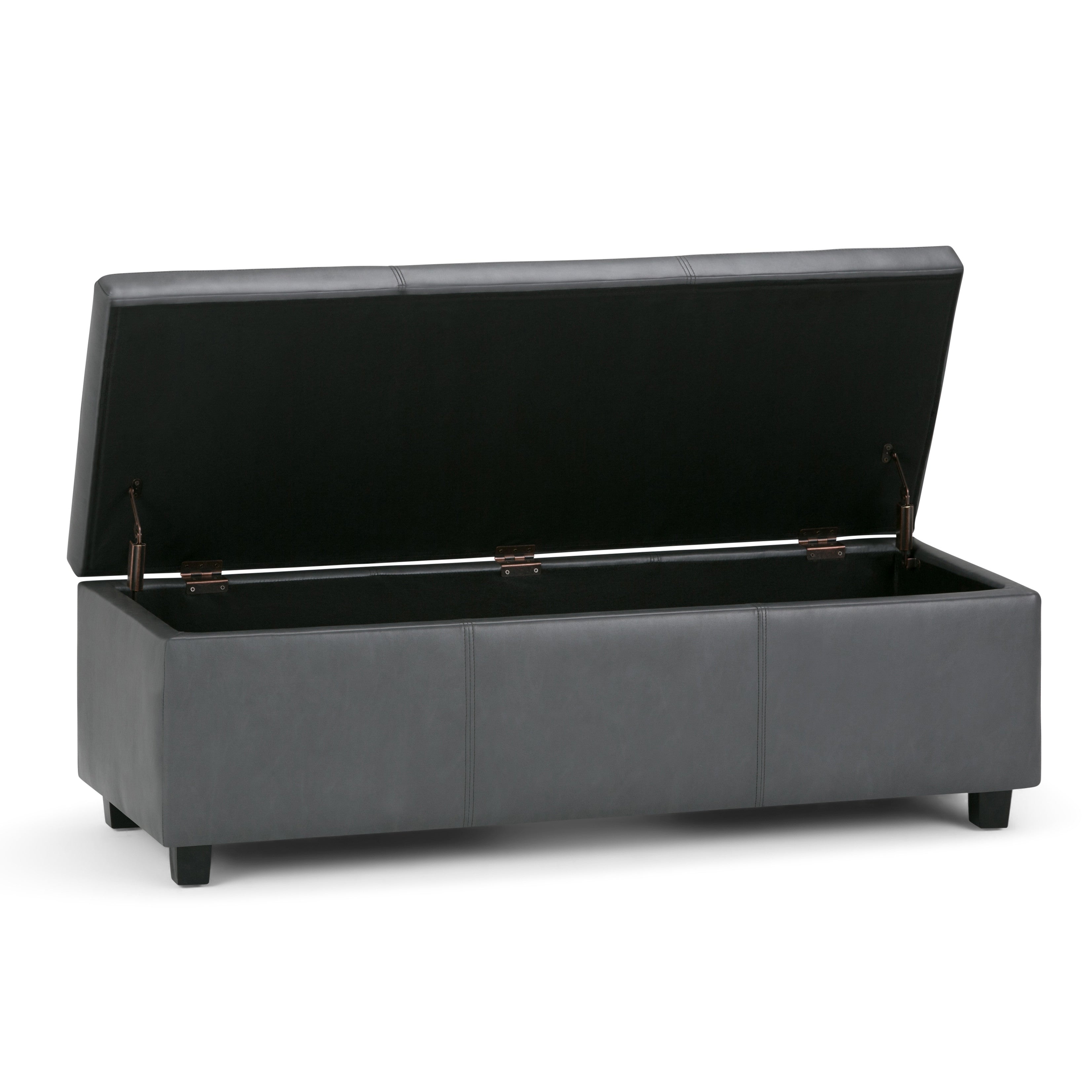 48" Dark Brown and Gray Upholstery Storage Ottoman