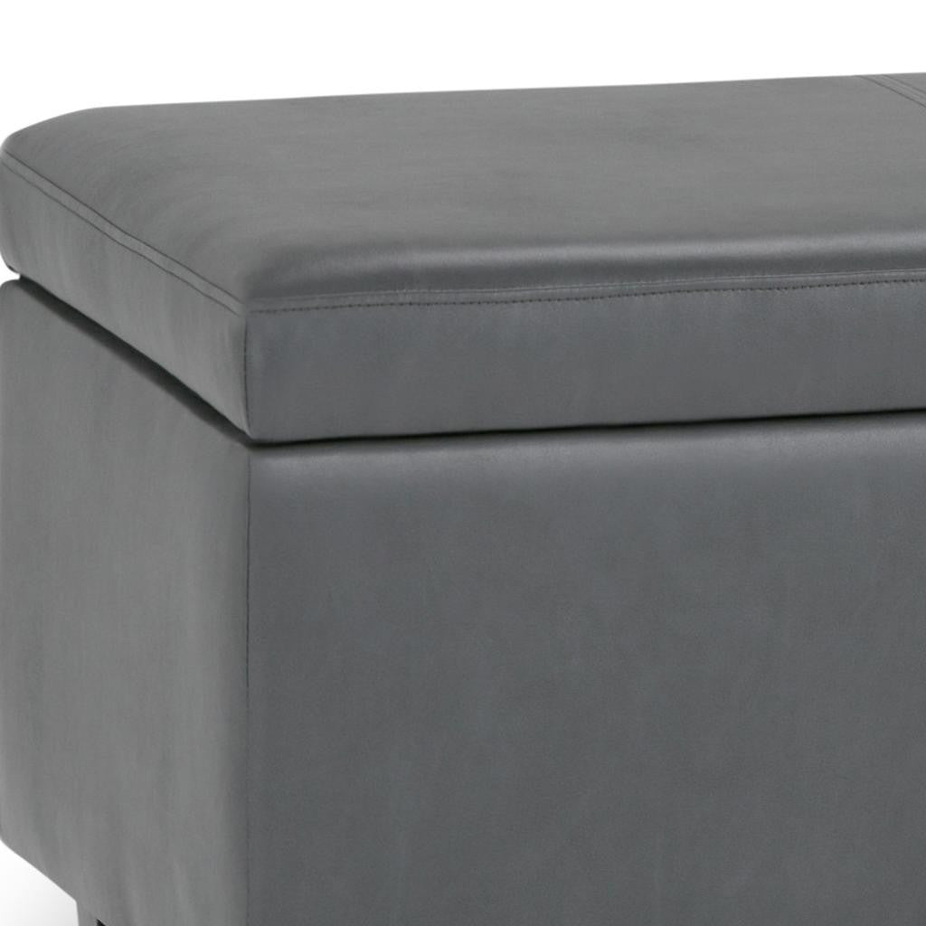 48" Dark Brown and Gray Upholstery Storage Ottoman