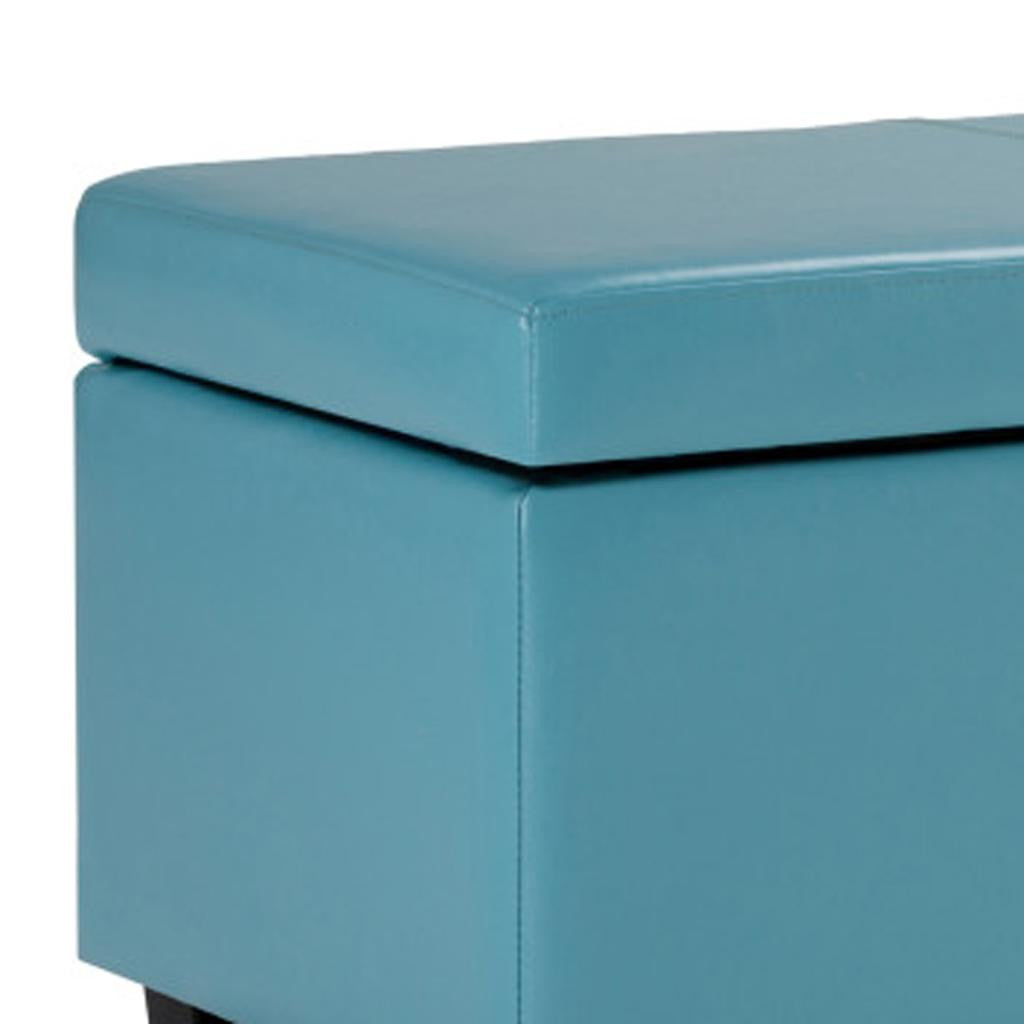 48" Dark Brown and Blue Upholstery Storage Ottoman