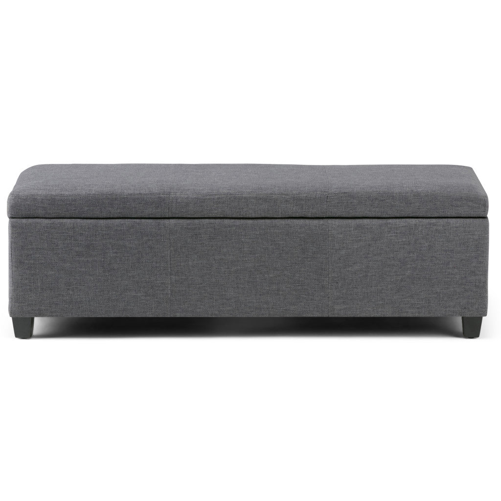 48" Dark Brown and Slate Gray Upholstery Storage Ottoman