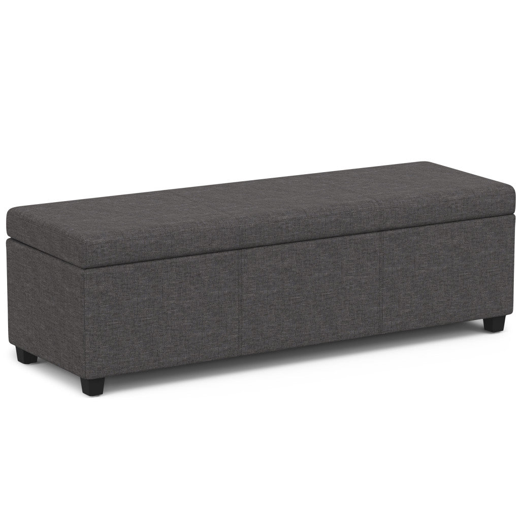 54" Dark Brown and Slate Gray Upholstery Storage Ottoman