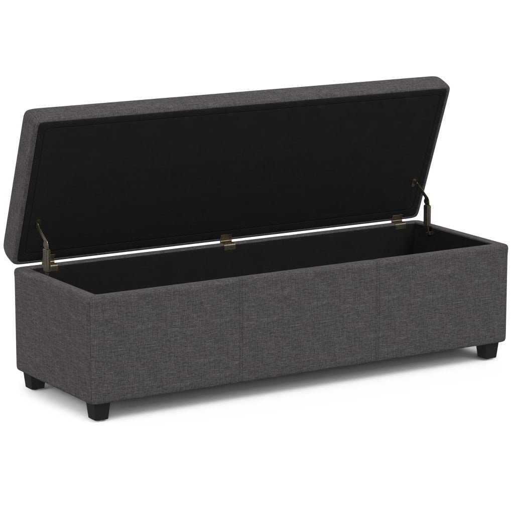 54" Dark Brown and Slate Gray Upholstery Storage Ottoman