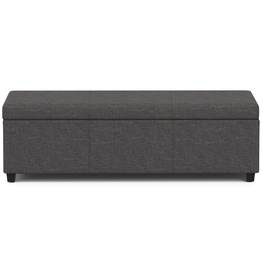 54" Dark Brown and Slate Gray Upholstery Storage Ottoman
