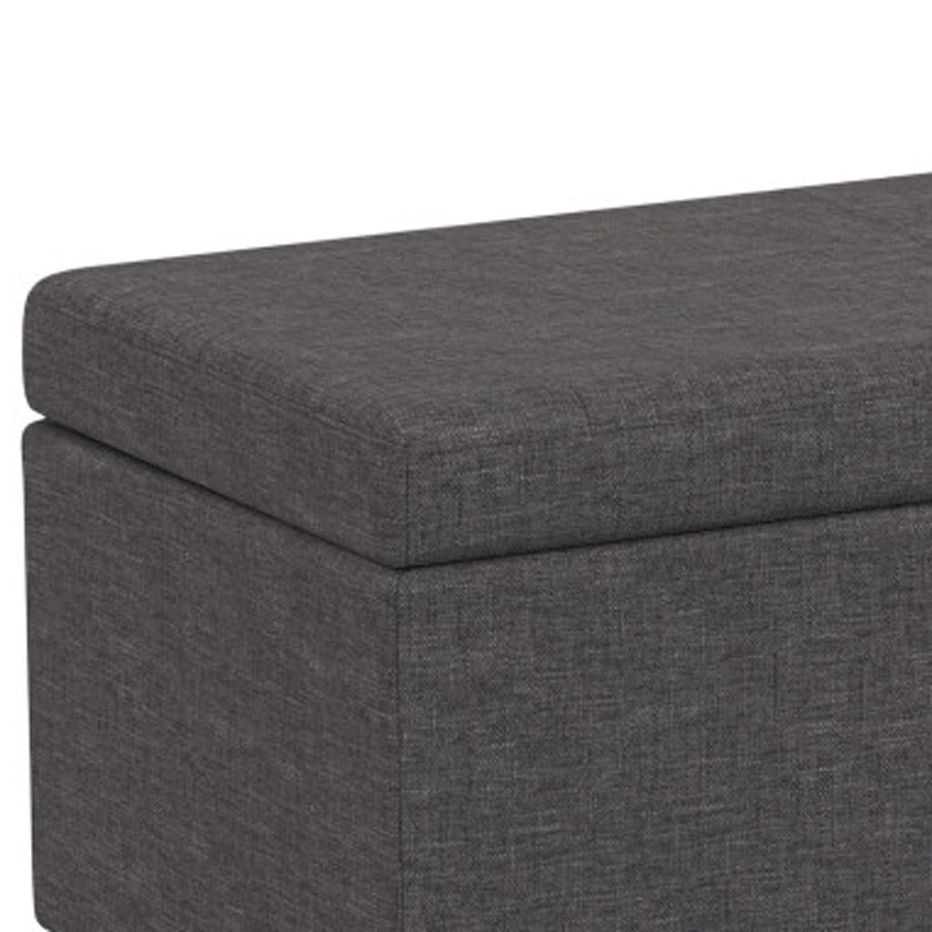 54" Dark Brown and Slate Gray Upholstery Storage Ottoman