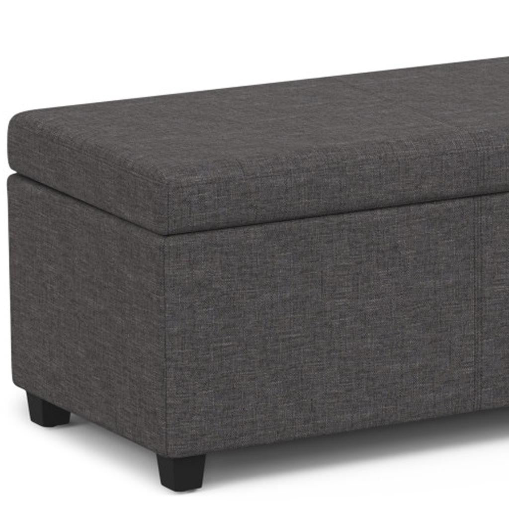 54" Dark Brown and Slate Gray Upholstery Storage Ottoman