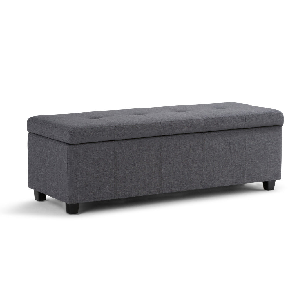 48" Dark Brown and Slate Gray Upholstery Storage Ottoman
