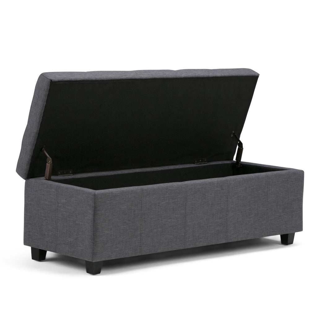 48" Dark Brown and Slate Gray Upholstery Storage Ottoman