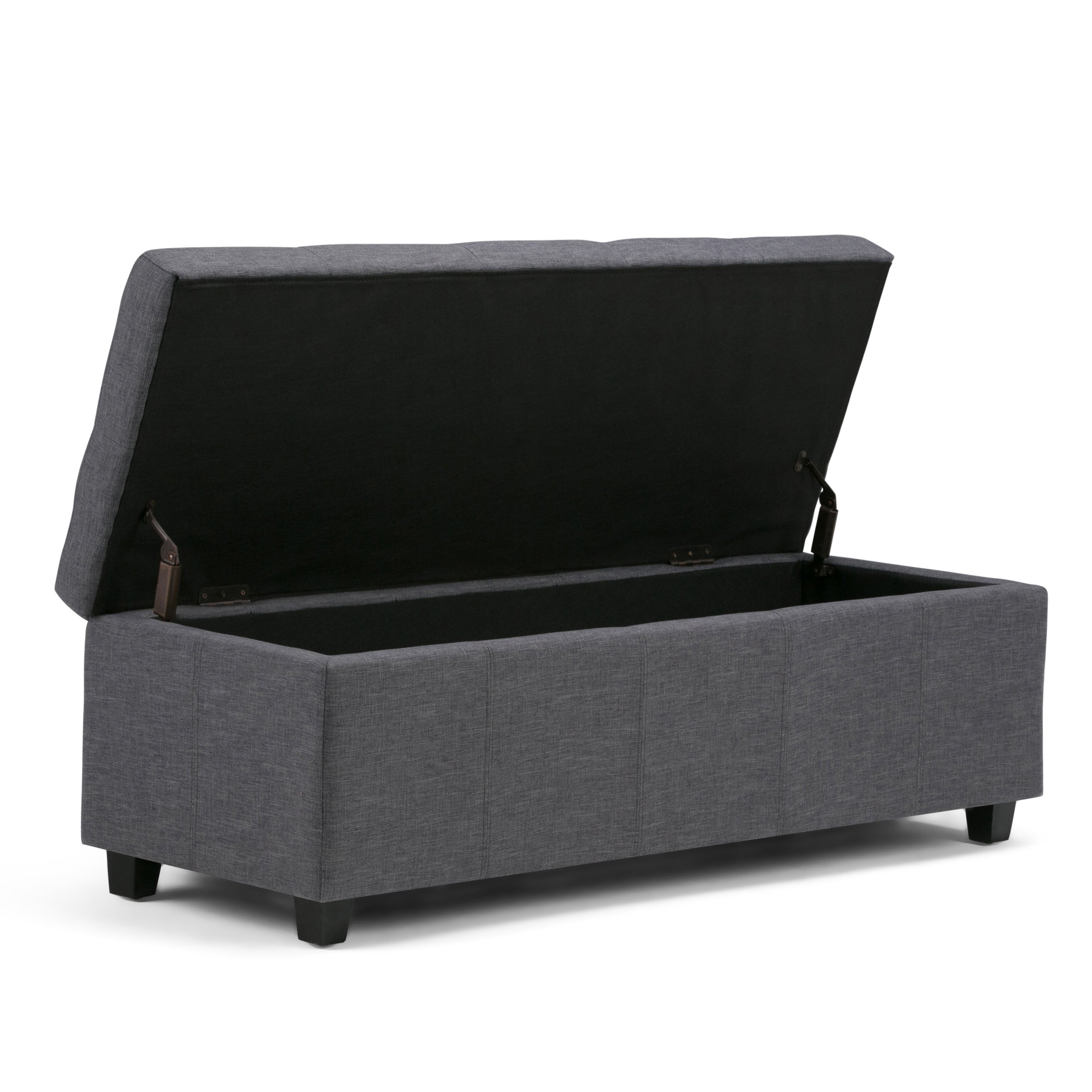 48" Dark Brown and Slate Gray Upholstery Storage Ottoman