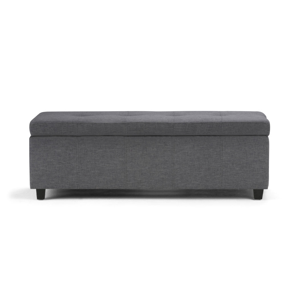48" Dark Brown and Slate Gray Upholstery Storage Ottoman