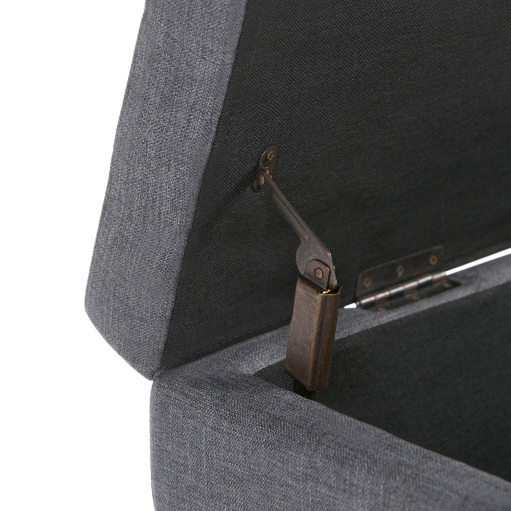 48" Dark Brown and Slate Gray Upholstery Storage Ottoman