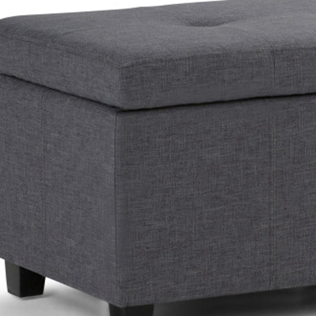48" Dark Brown and Slate Gray Upholstery Storage Ottoman