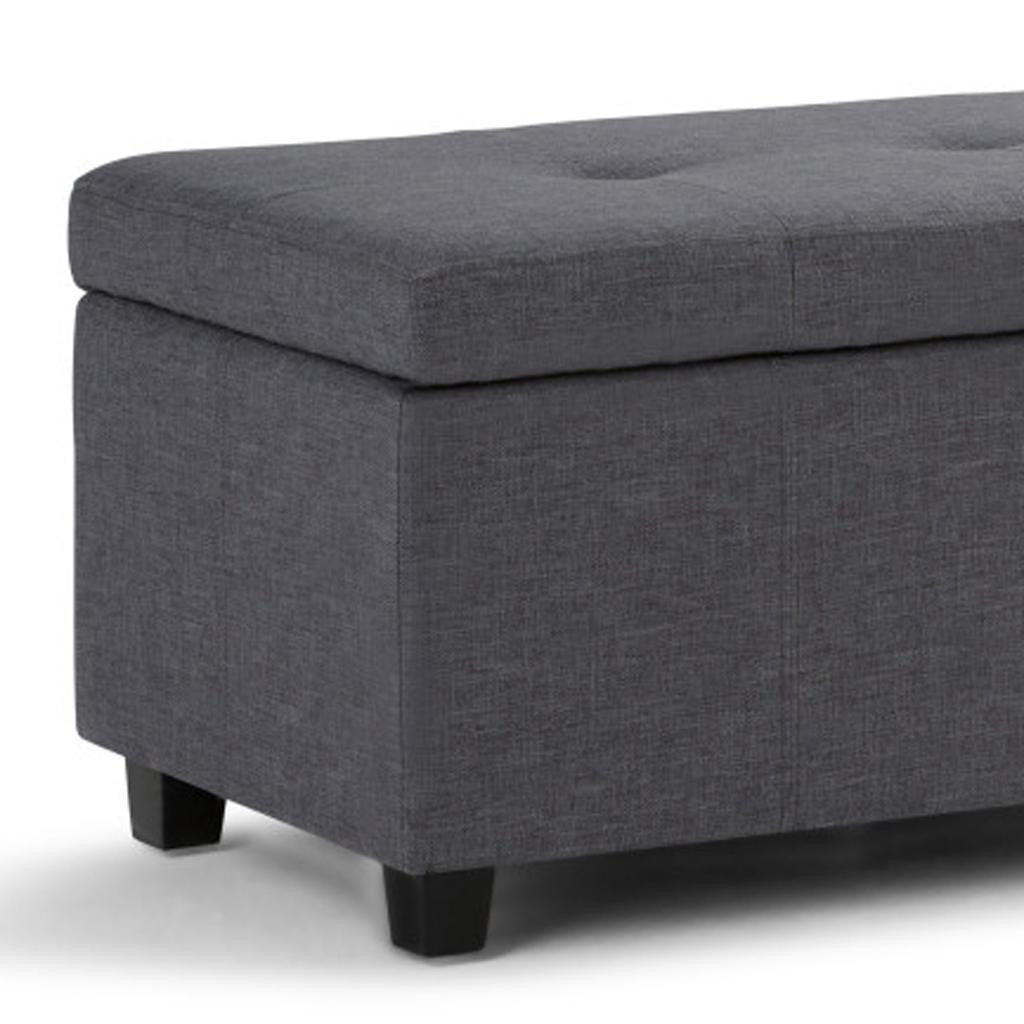 48" Dark Brown and Slate Gray Upholstery Storage Ottoman