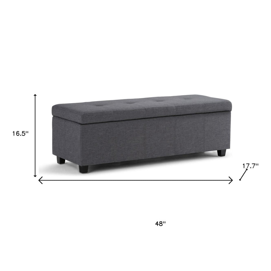 48" Dark Brown and Slate Gray Upholstery Storage Ottoman