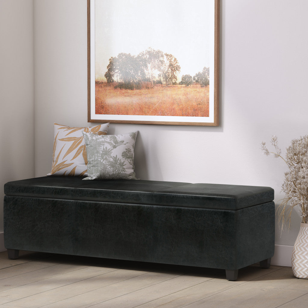 54" Black Upholstery Storage Ottoman