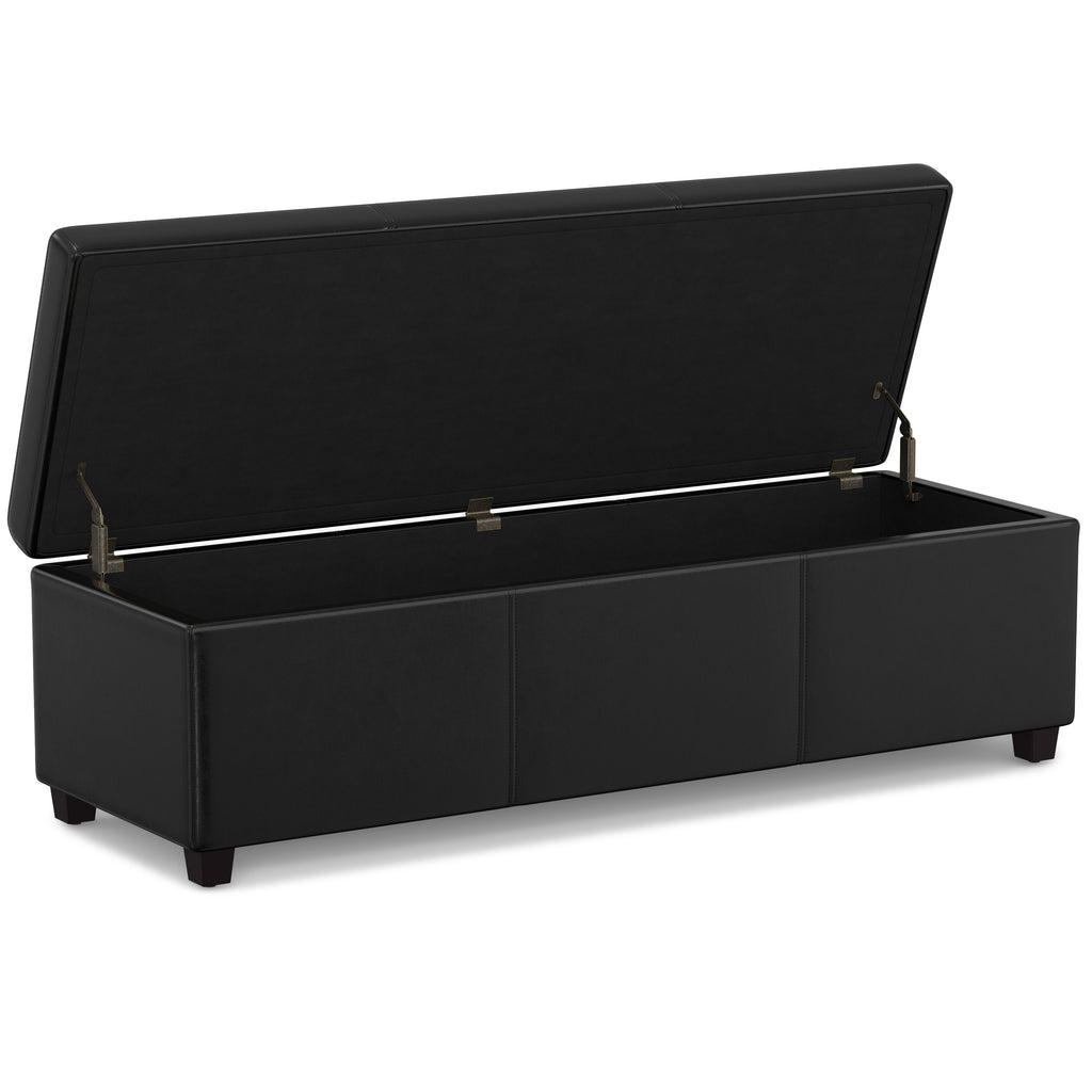 54" Black Upholstery Storage Ottoman