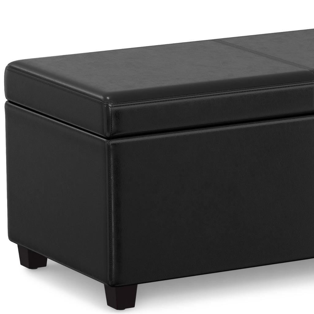 54" Black Upholstery Storage Ottoman