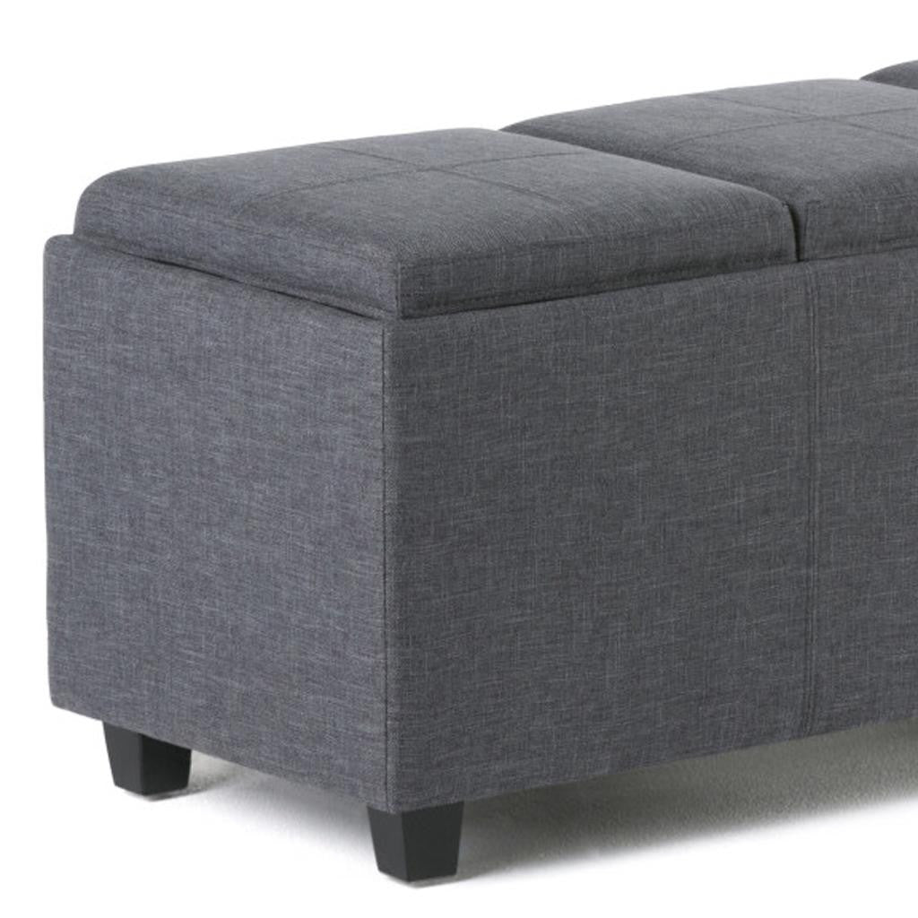 42" Dark Brown and Slate Gray Upholstery Storage Ottoman
