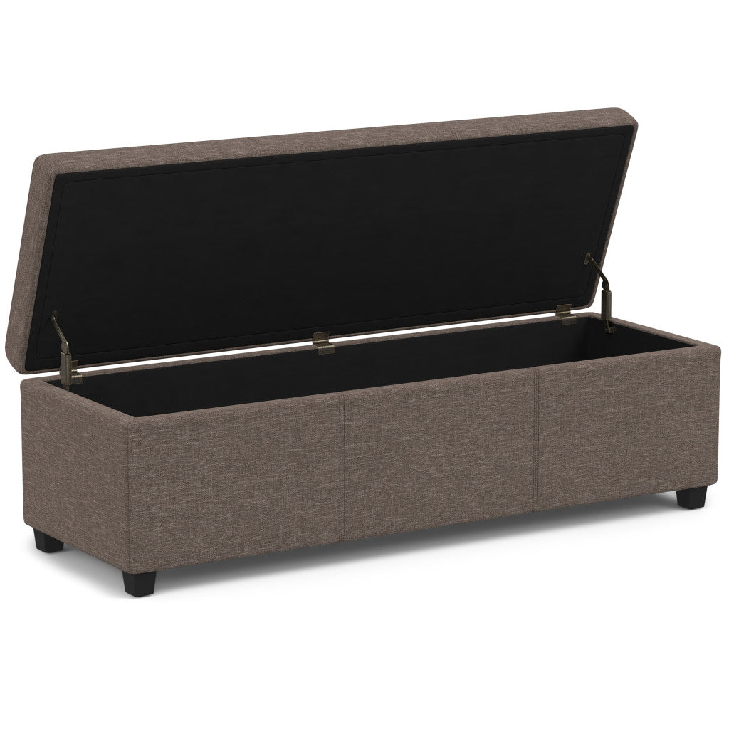 54" Dark Brown and Fawn Upholstery Storage Ottoman