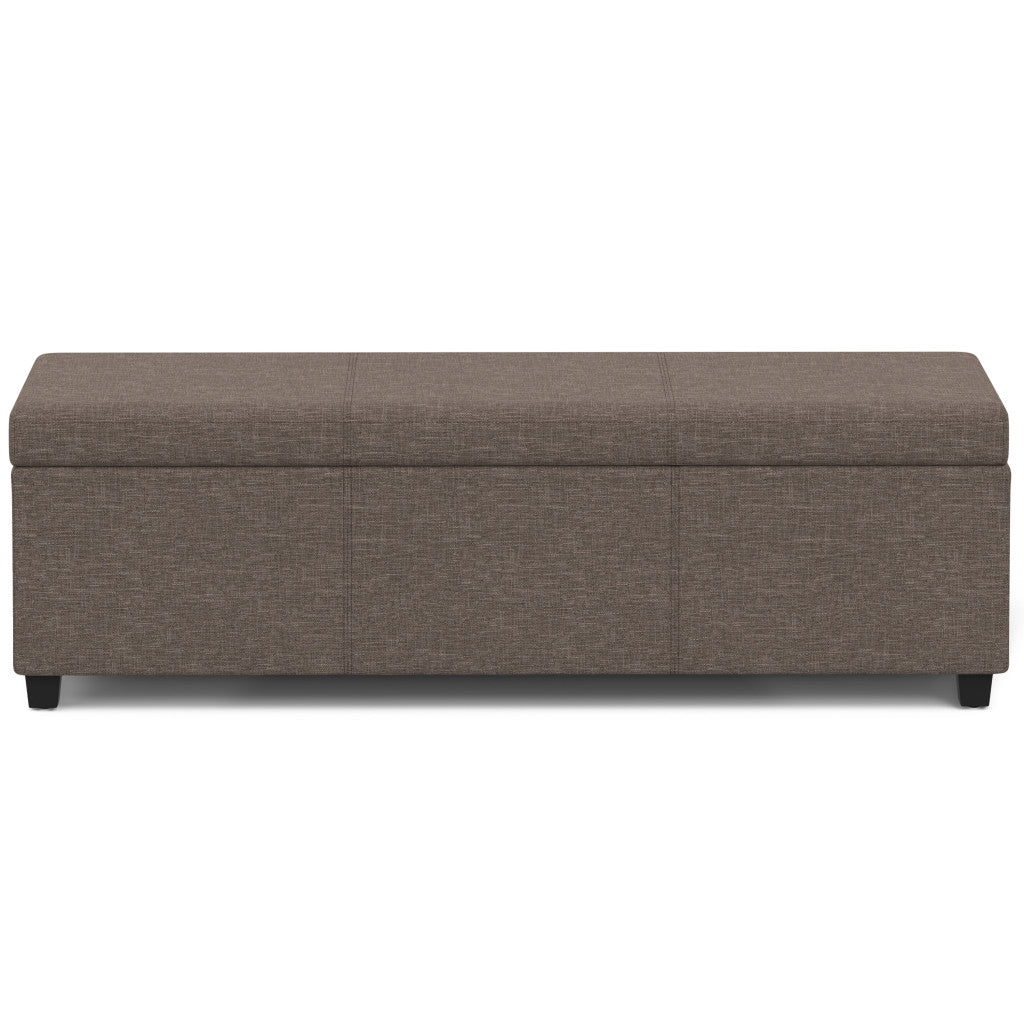 54" Dark Brown and Fawn Upholstery Storage Ottoman