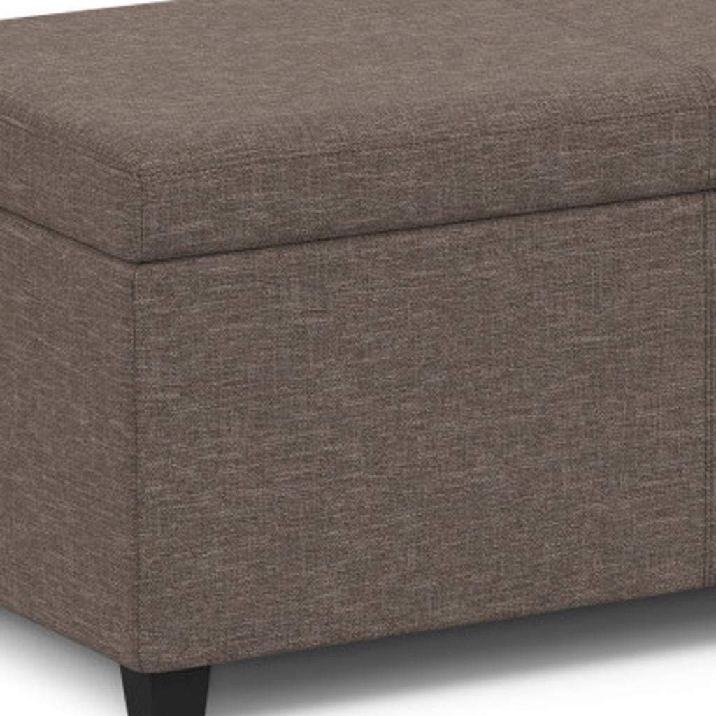 54" Dark Brown and Fawn Upholstery Storage Ottoman
