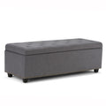 Front view of 48" Dark Brown and Slate Gray Upholstery Storage Ottoman