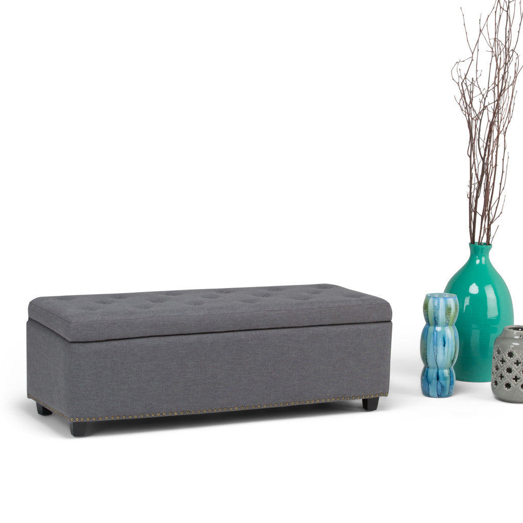 Room setting featuring 48" Dark Brown and Slate Gray Ottoman in use
