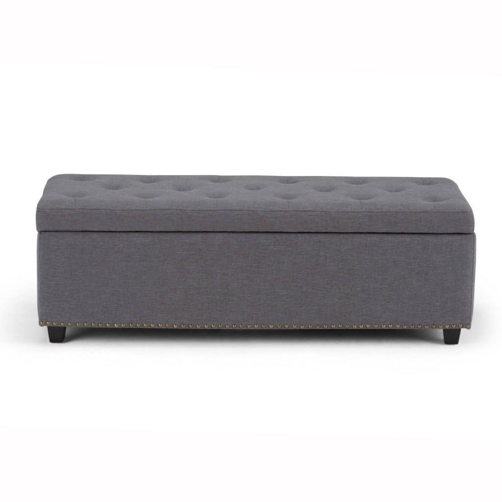 Side view showcasing the stylish design of the storage ottoman
