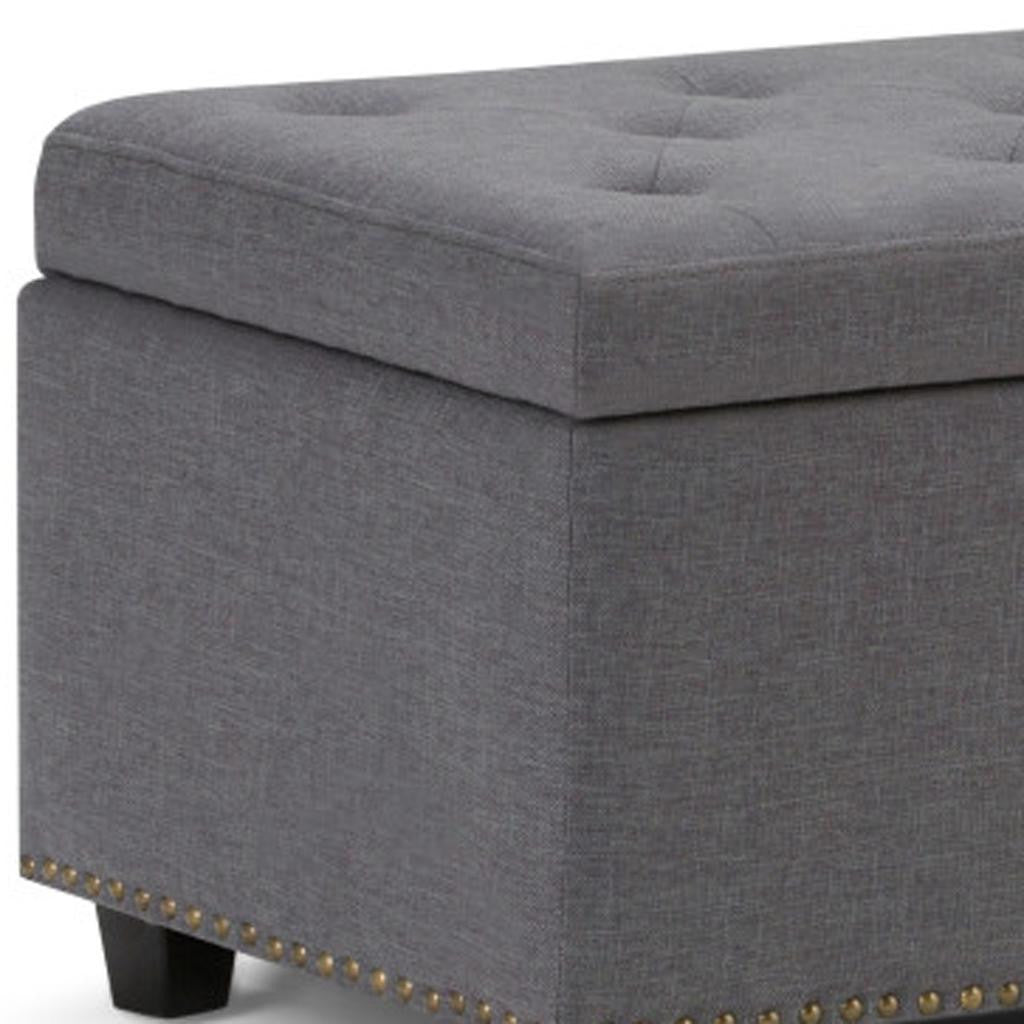Top view of 48" Dark Brown and Slate Gray Ottoman with lid open