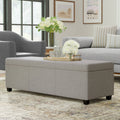 54" Dark Brown and Cloud Upholstery Storage Ottoman