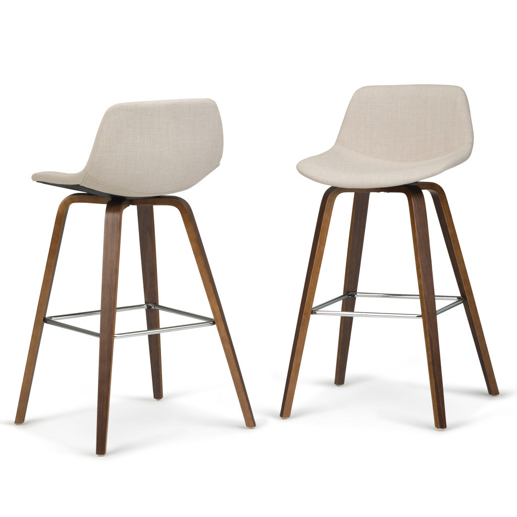 Side view of Elegant 28" Natural Wood Backless Bar Chair showcasing its sleek design