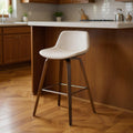 Front view of Elegant 28" Natural Wood Backless Bar Chair by Homeroots