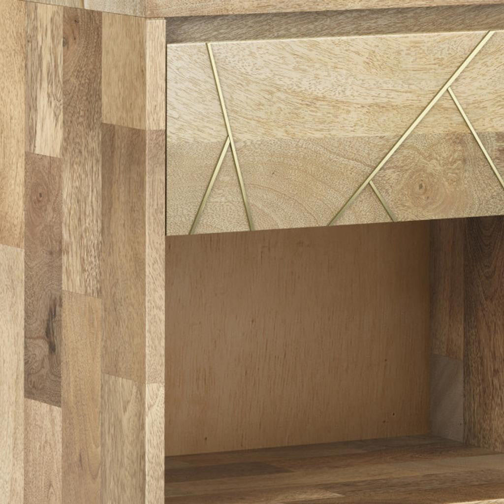 24" Natural Solid Wood Two Drawer Nightstand