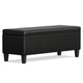 48" Black and Dark Brown Leather Ottoman With Storage