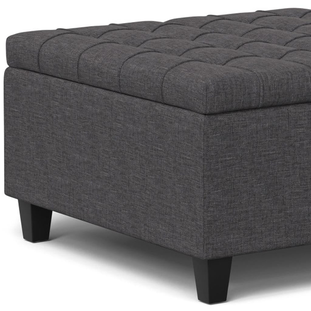 30" Gray and Brown Fabric Cocktail Ottoman With Storage