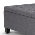 36" Gray and Espresso Fabric Cocktail Ottoman With Storage