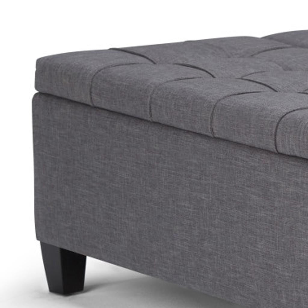 36" Gray and Espresso Fabric Cocktail Ottoman With Storage