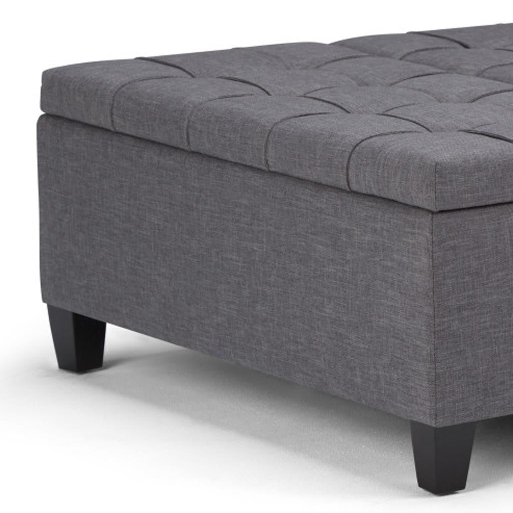 36" Gray and Espresso Fabric Cocktail Ottoman With Storage