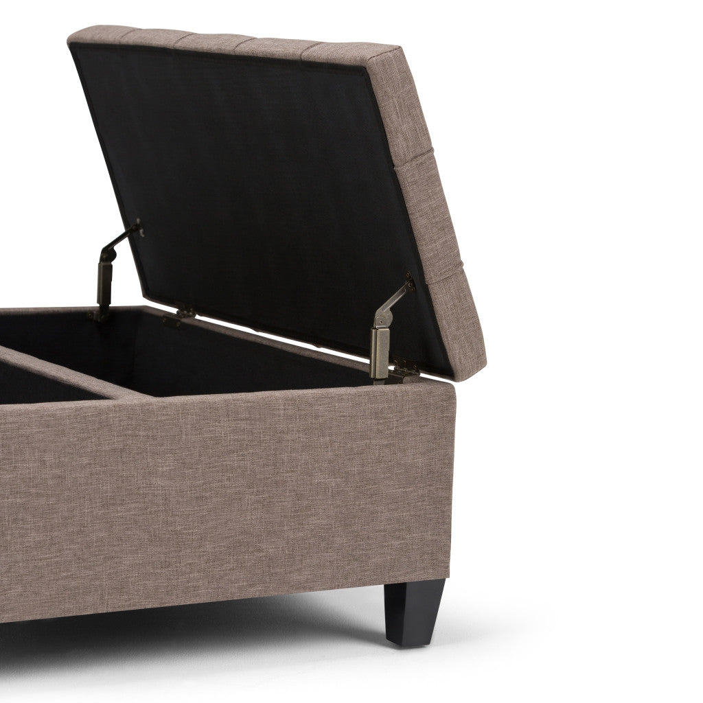 36" Brown and Espresso Fabric Cocktail Ottoman With Storage