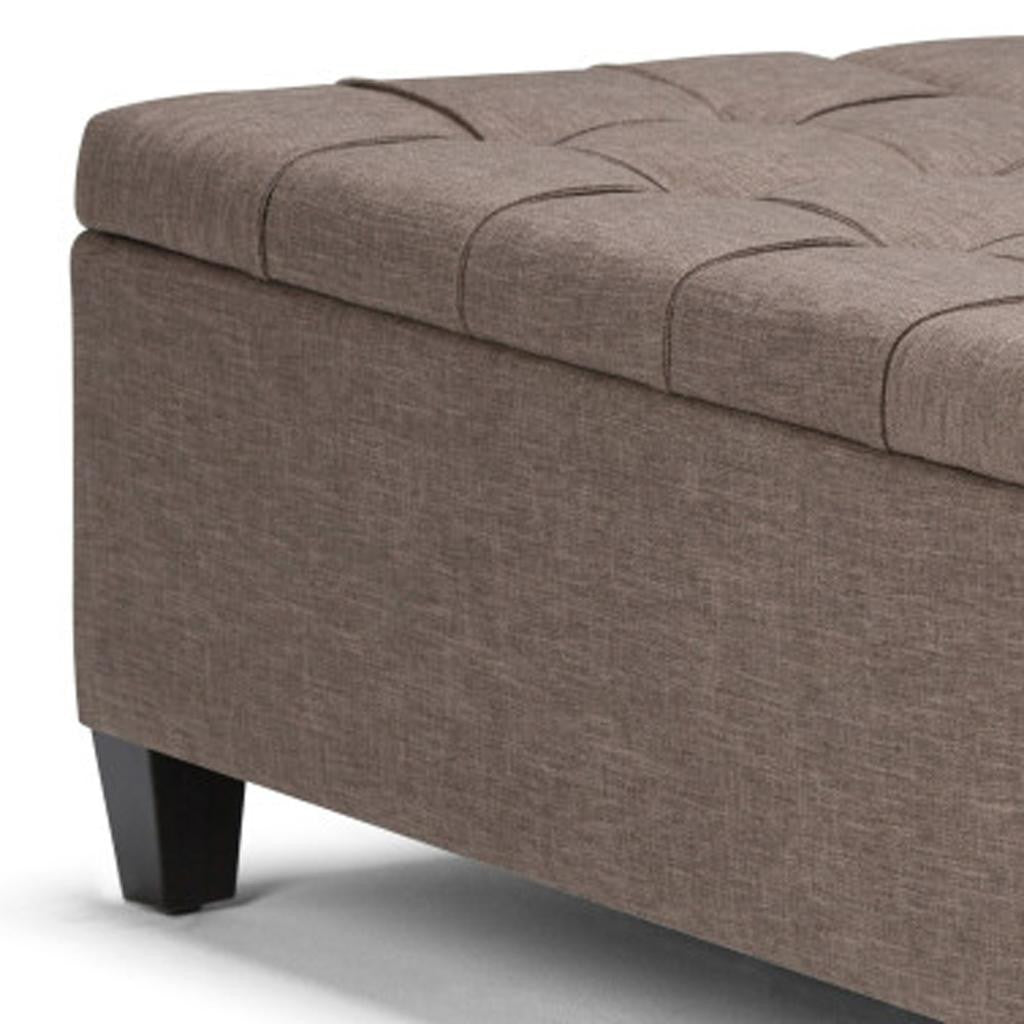 36" Brown and Espresso Fabric Cocktail Ottoman With Storage