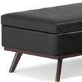 42" Black and Brown Leather Cocktail Ottoman With Storage