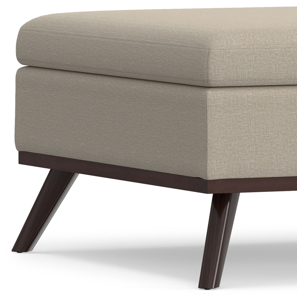 36" Natural and Brown Fabric Cocktail Ottoman With Storage