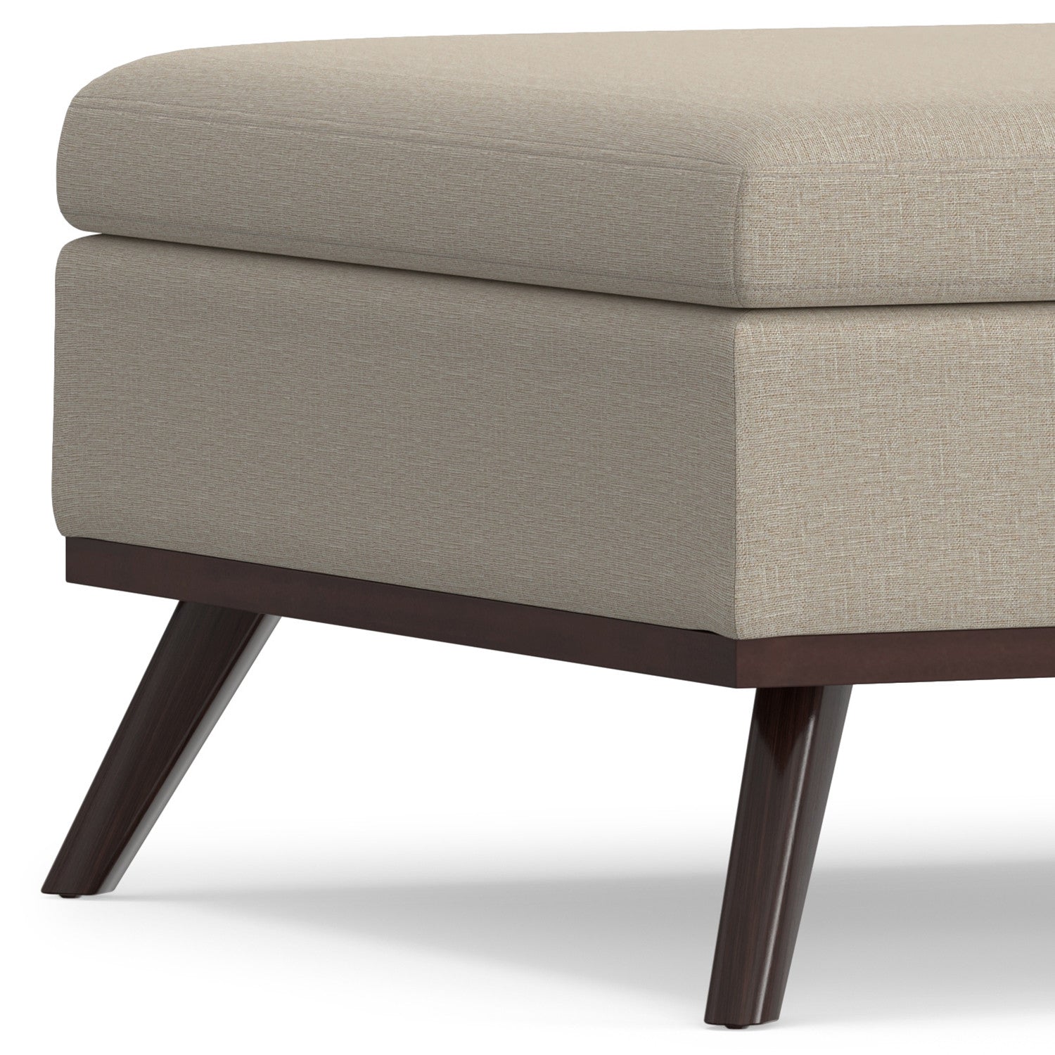36" Natural and Brown Fabric Cocktail Ottoman With Storage