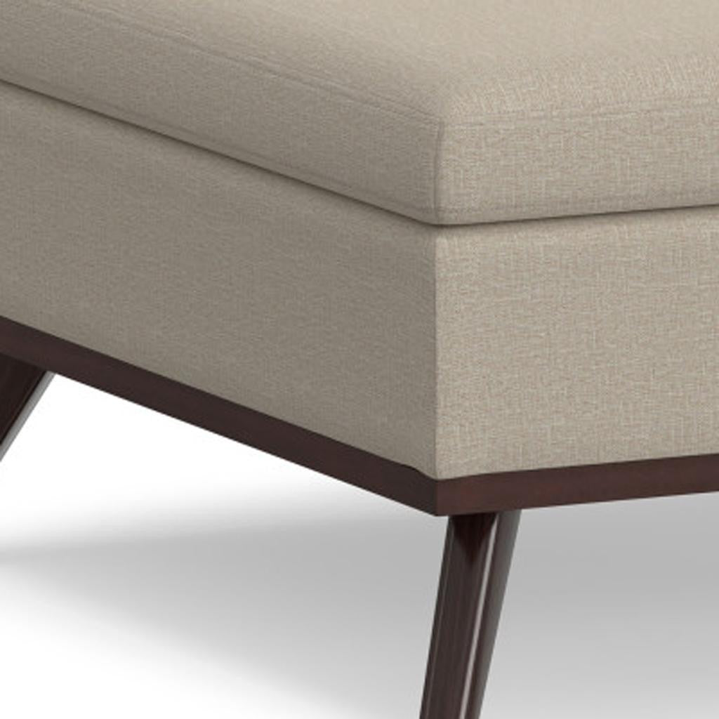 36" Natural and Brown Fabric Cocktail Ottoman With Storage