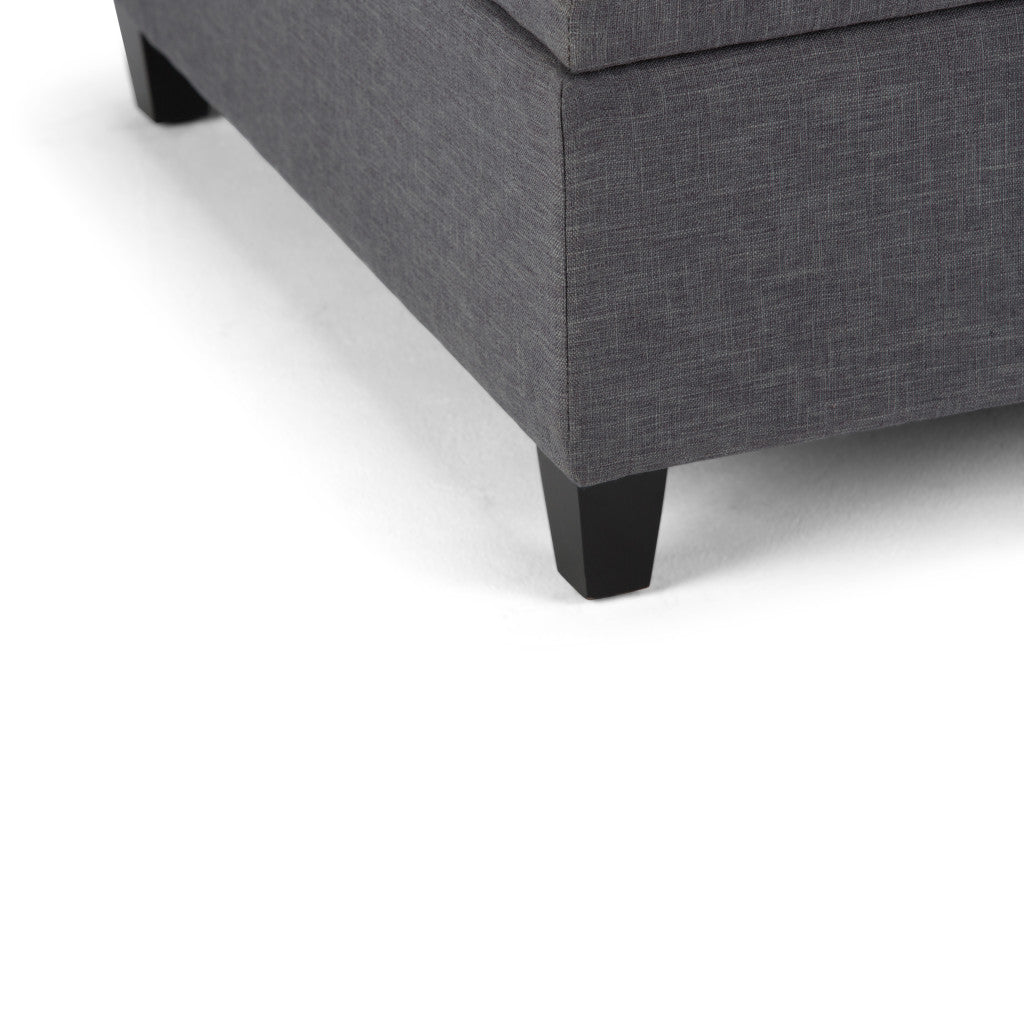 36" Gray and Espresso Fabric Cocktail Ottoman With Storage