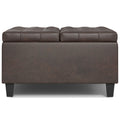 30" Brown Leather Cocktail Ottoman With Storage
