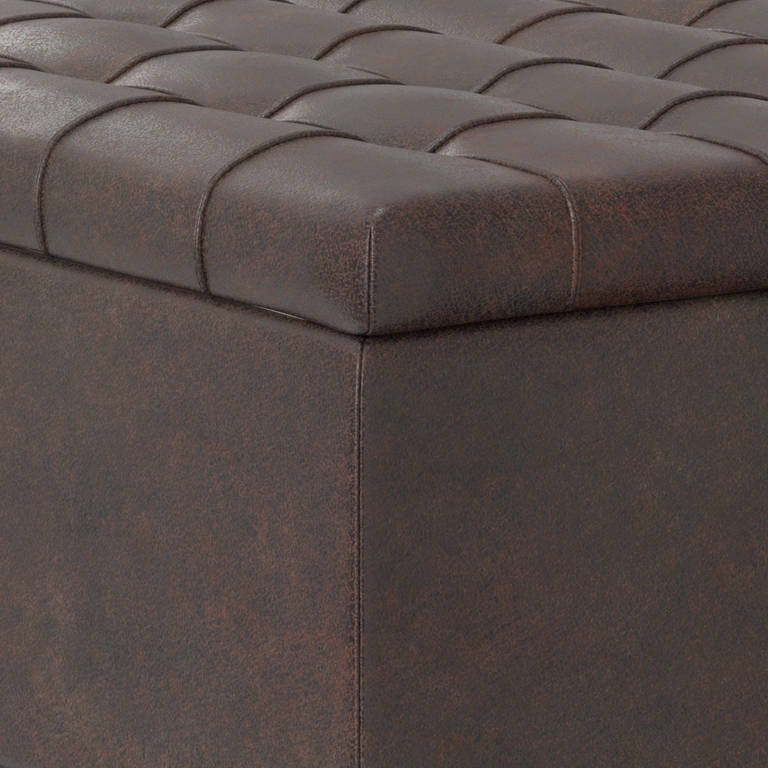 30" Brown Leather Cocktail Ottoman With Storage