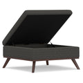 36" Ebony and Brown Fabric Cocktail Ottoman With Storage